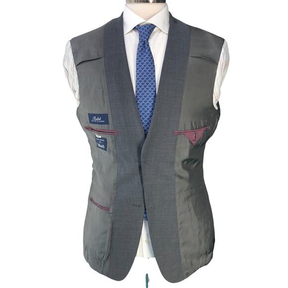 Ralph Lauren Mens Size 38R Suit 2 Piece Drop 6 Micro Check Gray Stretch 2 Button - Picture 15 of 16